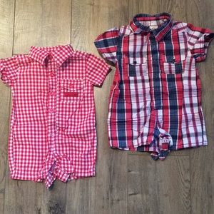 Lot of 2 Red Baby Boy Rompers Calvin Klein Old Nav
